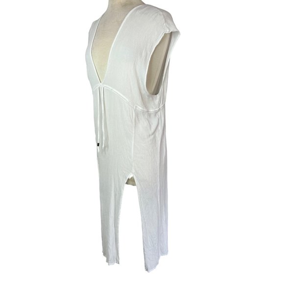 Kona Soul Swim Cover-up Large White Midi Slits V neck Elastic Waist - Picture 2 of 13